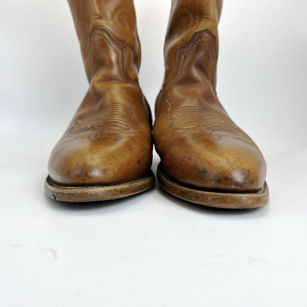 Thom McAn Western Cowboy Boots Mens Sz 9.5 Brown Leather Made in USA Vintage 70s - Picture 4 of 9